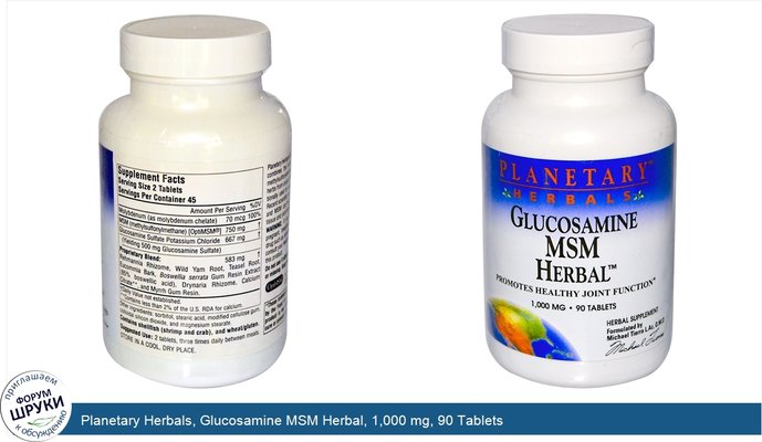 Planetary Herbals, Glucosamine MSM Herbal, 1,000 mg, 90 Tablets