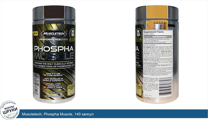 Muscletech, Phospha Muscle, 140 капсул