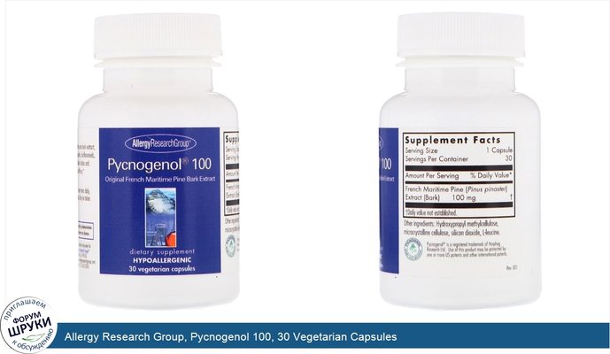 Allergy Research Group, Pycnogenol 100, 30 Vegetarian Capsules