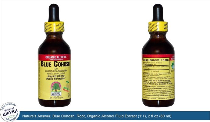 Nature\'s Answer, Blue Cohosh. Root, Organic Alcohol Fluid Extract (1:1), 2 fl oz (60 ml)
