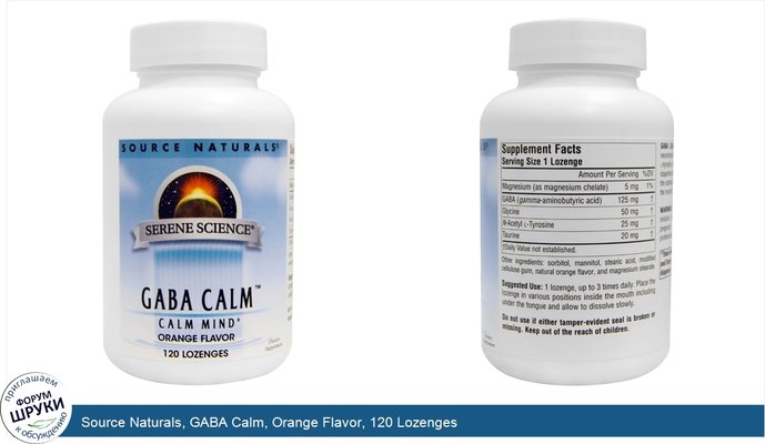 Source Naturals, GABA Calm, Orange Flavor, 120 Lozenges