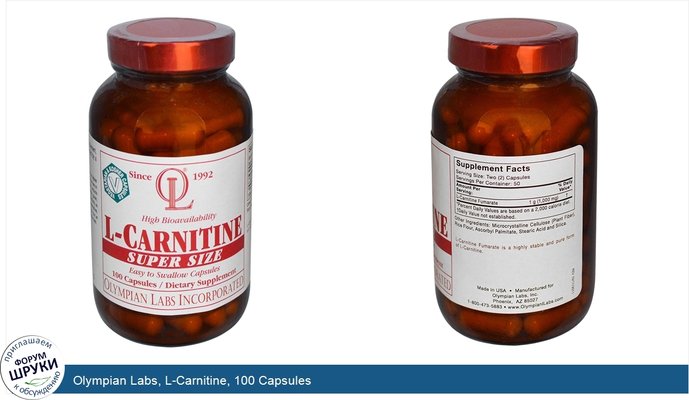 Olympian Labs, L-Carnitine, 100 Capsules