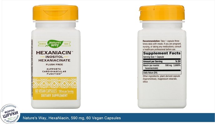 Nature\'s Way, HexaNiacin, 590 mg, 60 Vegan Capsules
