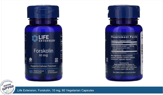 Life Extension, Forskolin, 10 mg, 60 Vegetarian Capsules