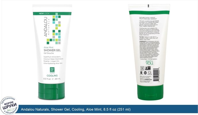 Andalou Naturals, Shower Gel, Cooling, Aloe Mint, 8.5 fl oz (251 ml)