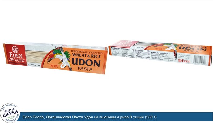 Eden Foods, Органическая Паста Удон из пшеницы и риса 8 унции (230 г)