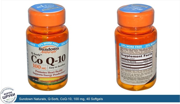 Sundown Naturals, Q-Sorb, CoQ-10, 100 mg, 40 Softgels