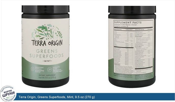 Terra Origin, Greens Superfoods, Mint, 9.5 oz (270 g)