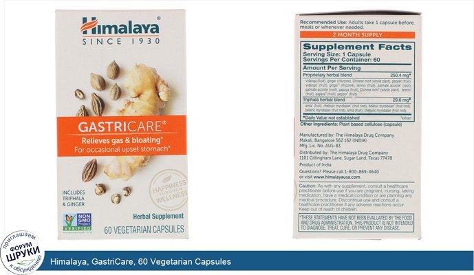 Himalaya, GastriCare, 60 Vegetarian Capsules