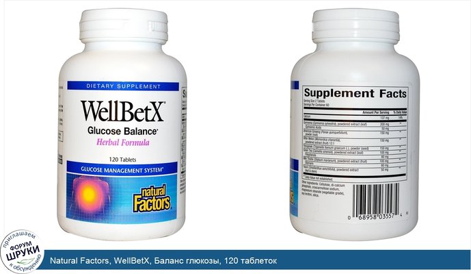 Natural Factors, WellBetX, Баланс глюкозы, 120 таблеток