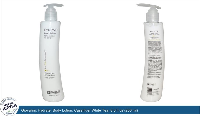 Giovanni, Hydrate, Body Lotion, Cassifluer White Tea, 8.5 fl oz (250 ml)