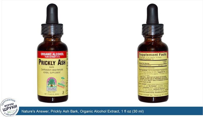 Nature\'s Answer, Prickly Ash Bark, Organic Alcohol Extract, 1 fl oz (30 ml)