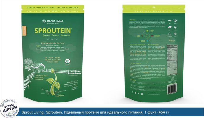Sprout Living, Sproutein. Идеальный протеин для идеального питания, 1 фунт (454 г)