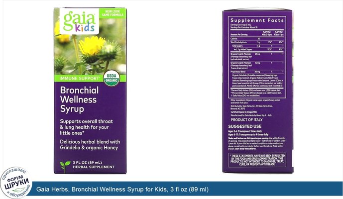 Gaia Herbs, Bronchial Wellness Syrup for Kids, 3 fl oz (89 ml)