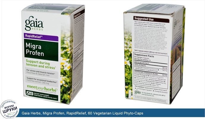 Gaia Herbs, Migra Profen, RapidRelief, 60 Vegetarian Liquid Phyto-Caps