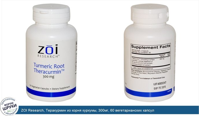 ZOI Research, Теракурмин из корня куркумы, 300мг, 60 вегетарианских капсул
