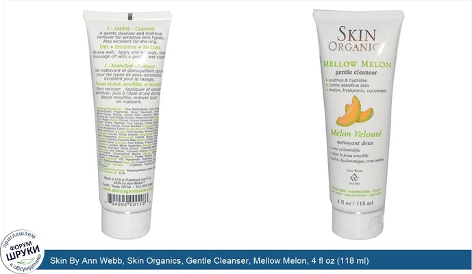 Skin By Ann Webb, Skin Organics, Gentle Cleanser, Mellow Melon, 4 fl oz (118 ml)