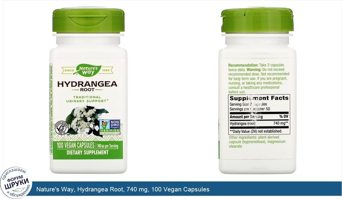 Nature\'s Way, Hydrangea Root, 740 mg, 100 Vegan Capsules