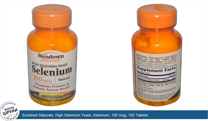 Sundown Naturals, High Selenium Yeast, Selenium, 100 mcg, 100 Tablets