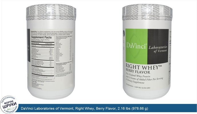 DaVinci Laboratories of Vermont, Right Whey, Berry Flavor, 2.16 lbs (978.66 g)