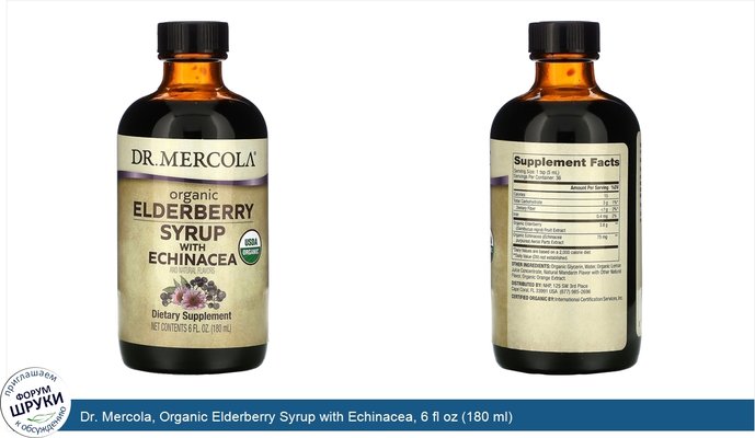 Dr. Mercola, Organic Elderberry Syrup with Echinacea, 6 fl oz (180 ml)