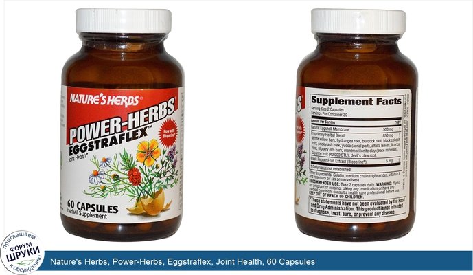 Nature\'s Herbs, Power-Herbs, Eggstraflex, Joint Health, 60 Capsules