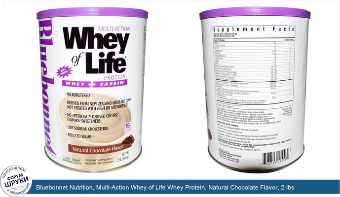 Bluebonnet Nutrition, Multi-Action Whey of Life Whey Protein, Natural Chocolate Flavor, 2 lbs (840 g)