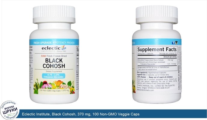 Eclectic Institute, Black Cohosh, 370 mg, 100 Non-GMO Veggie Caps