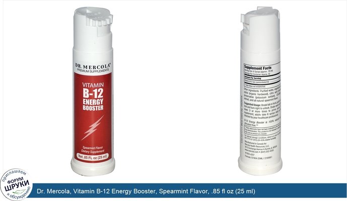 Dr. Mercola, Vitamin B-12 Energy Booster, Spearmint Flavor, .85 fl oz (25 ml)