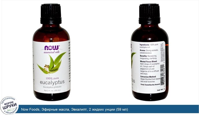 Now Foods, Эфирные масла, Эвкалипт, 2 жидких унции (59 мл)