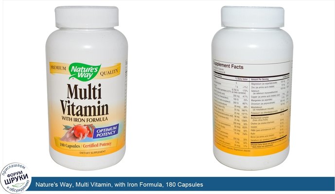 Nature\'s Way, Multi Vitamin, with Iron Formula, 180 Capsules