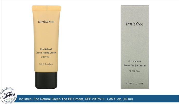 Innisfree, Eco Natural Green Tea BB Cream, SPF 29 PA++, 1.35 fl. oz. (40 ml)