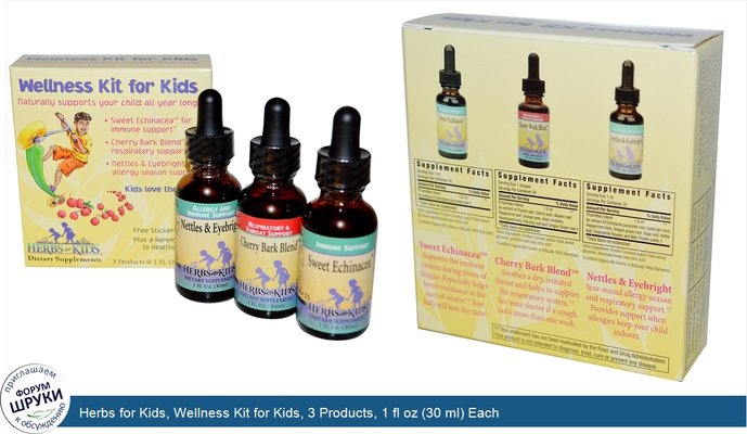 Herbs for Kids, Wellness Kit for Kids, 3 Products, 1 fl oz (30 ml) Each
