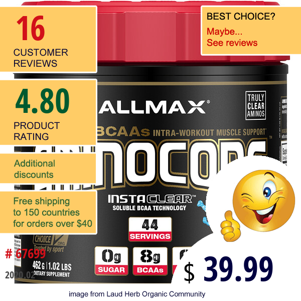 Allmax Nutrition, Aminocore, Instantized Bcaas Intra-Workout Muscle Support, Blue Raspberry, 1.02 Lbs (462 G)