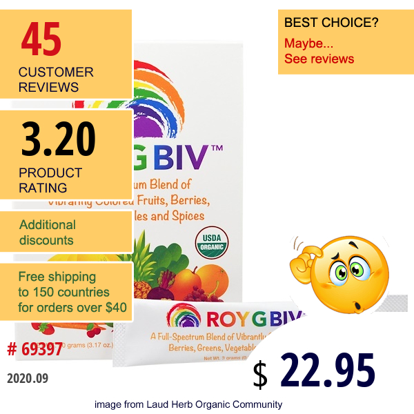 Madre Labs, Roy G Biv, Organic Concentrated Superfood, Blend Of Fruits, Berries, Greens, Vegetables, Spices, 30 Packets, 3 G Each  