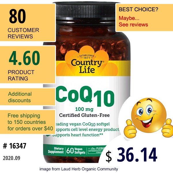 Country Life, Coq10, 100 Mg, 120 Vegan Softgels