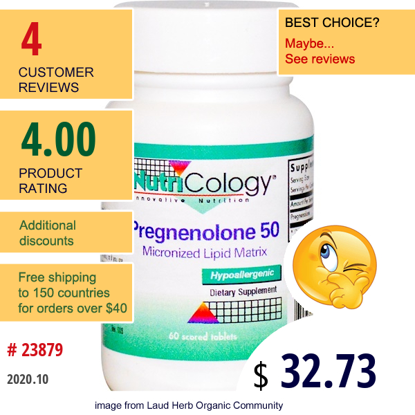 Nutricology, Pregnenolone 50, 60 Scored Tablets  