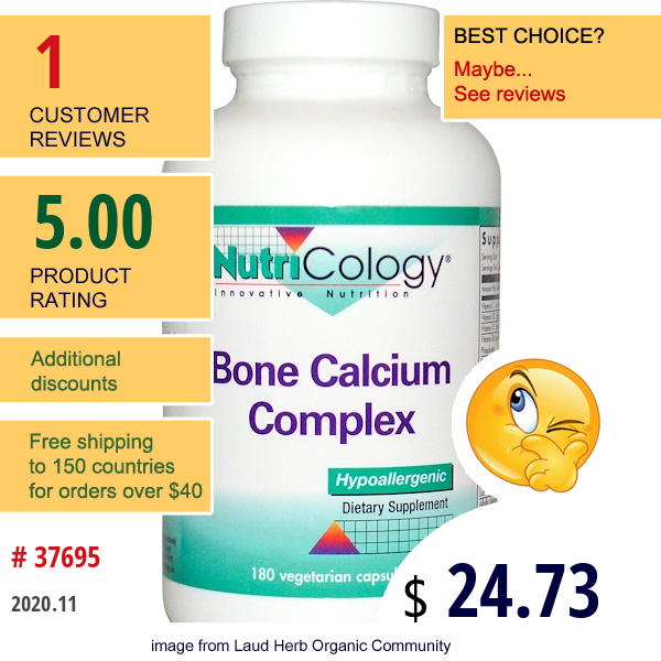 Nutricology, Bone Calcium Complex, 180 Veggie Caps  