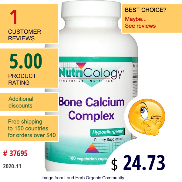Nutricology, Bone Calcium Complex, 180 Veggie Caps Nutricology, Bone Calcium Complex, 180 Veggie Caps