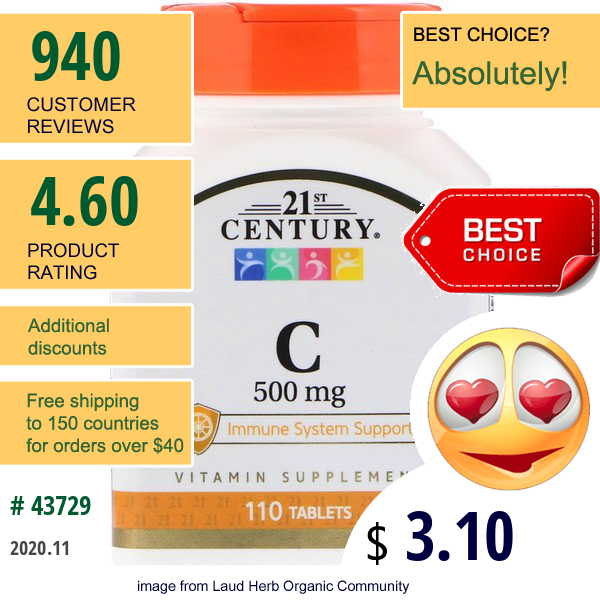 21St Century, C, 500 Mg, 110 Tablets