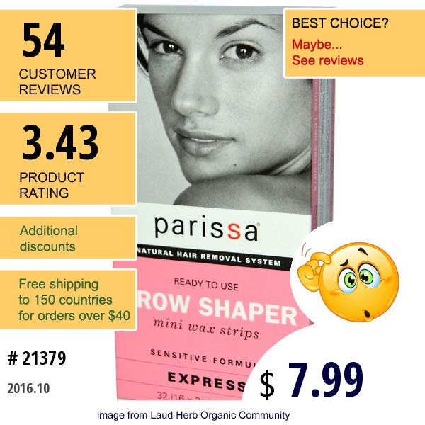 Parissa, Brow Shaper, Mini Wax Strips, 32 (16 X 2 Sided) Strips