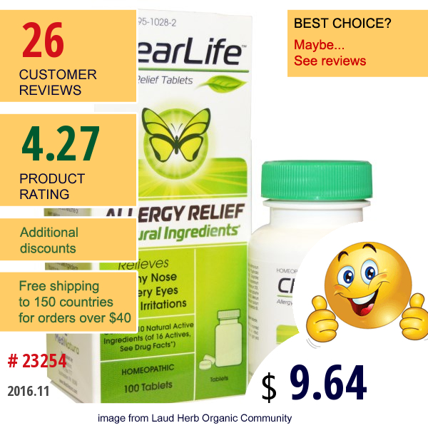 Medinatura, Clearlife, Allergy Relief Tablets, 100 Tablets