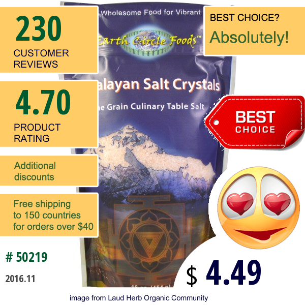 Earth Circle Organics, Himalayan Salt Crystals, 1 Lb (454 G)