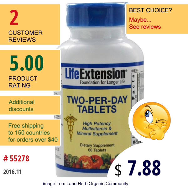 Life Extension, Two-Per-Day Tablets, 60 Tablets  