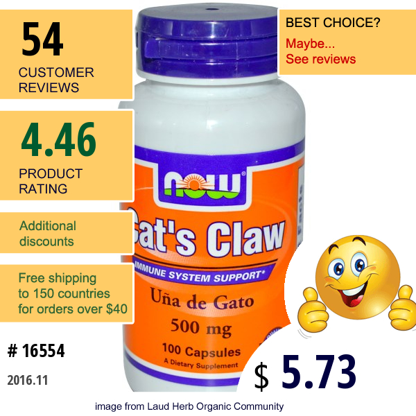 Now Foods, Cats Claw, 500 Mg, 100 Capsules