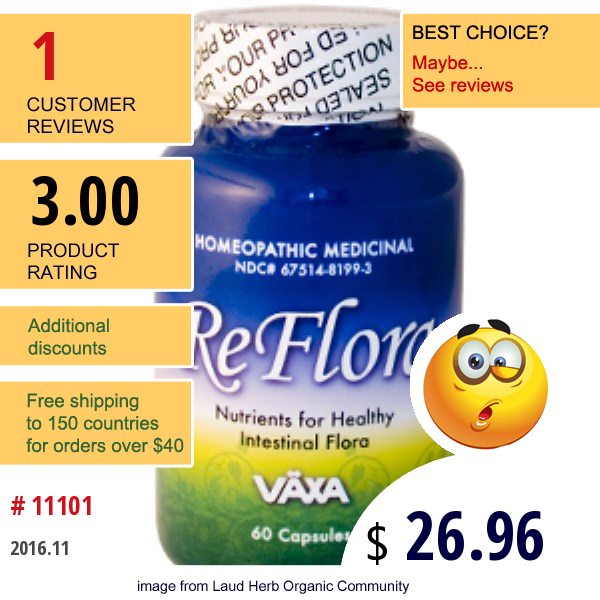 Vaxa International, Reflora, 60 Capsules  