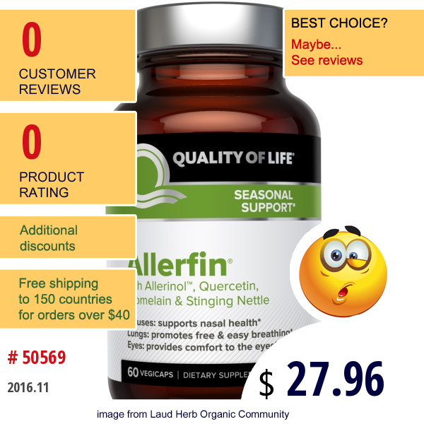 Quality Of Life Labs, Allerfin, 60 Vegicaps  
