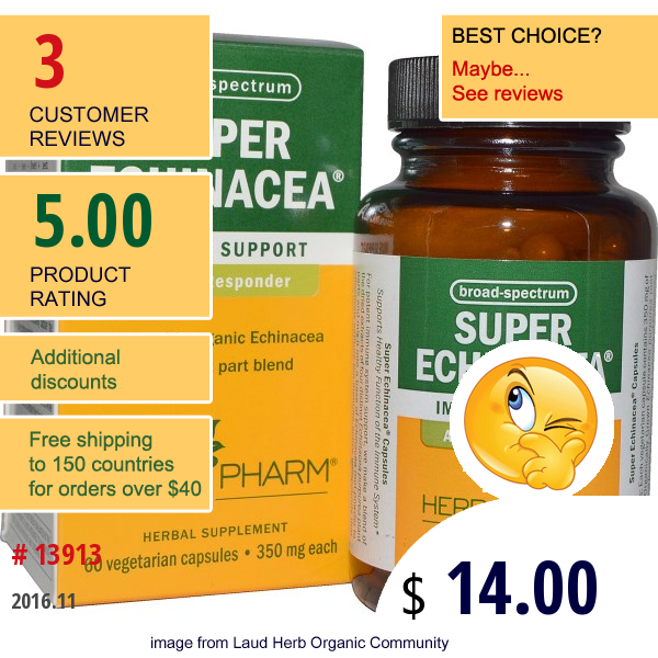 Herb Pharm, Super Echinacea, 350 Mg, 60 Veggie Caps