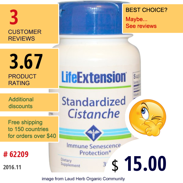 Life Extension, Standardized Cistanche, 30 Veggie Caps