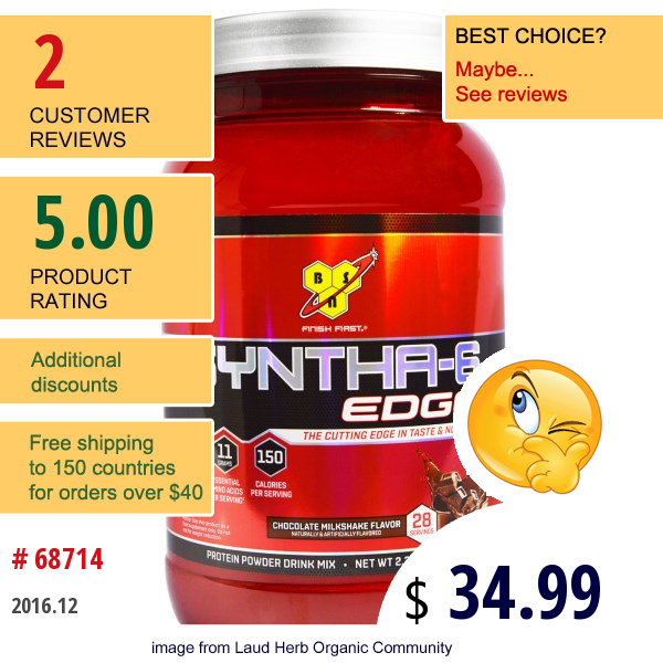 Bsn, Syntha-6 Edge, Protein Powder Drink Mix, Chocolate Milkshake Flavor, 2.35 Lb (1.06 Kg)